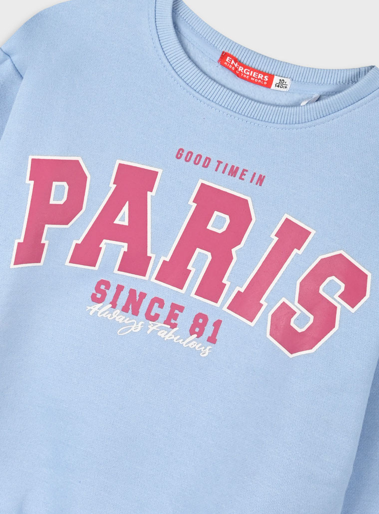 Fleece tracksuit set with print for girls | DARK GREY