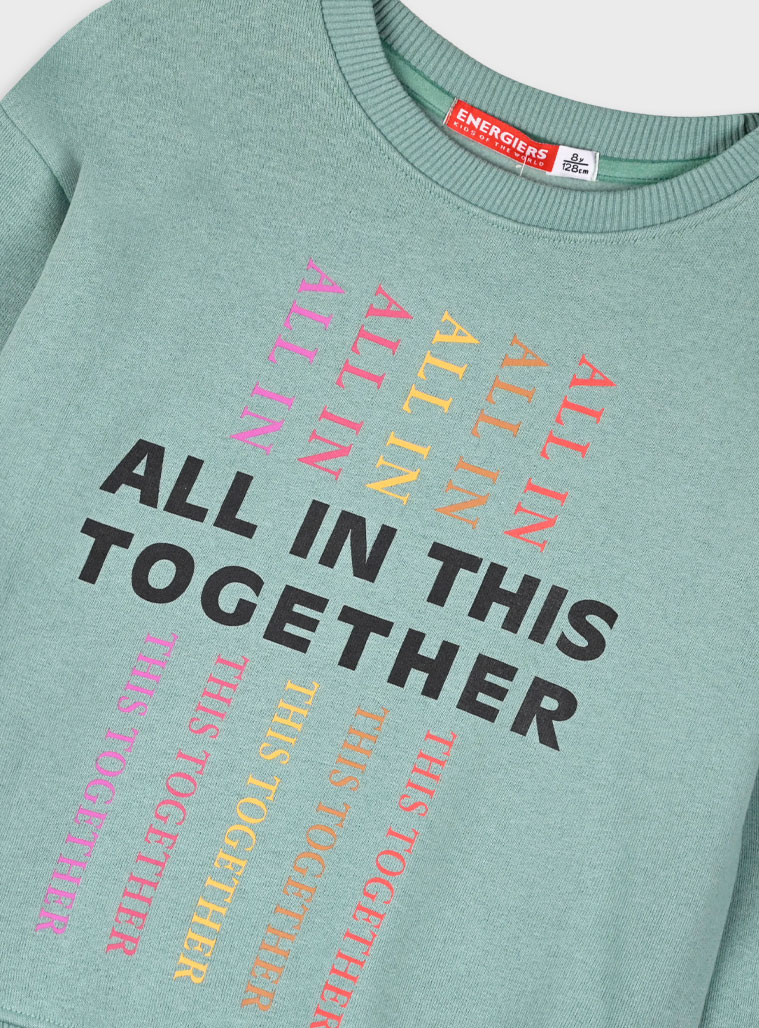 Fleece tracksuit set with print for girls | ANTHRACITE Fleece tracksuit set with print for girls | ANTHRACITE