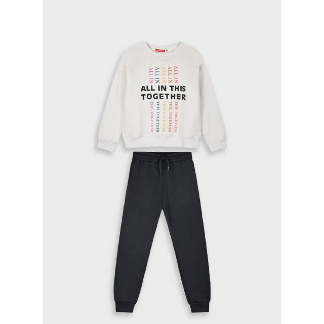 Σετ φούτερ φόρμας με τύπωμα για κορίτσι | ΜΑΥΡΟ