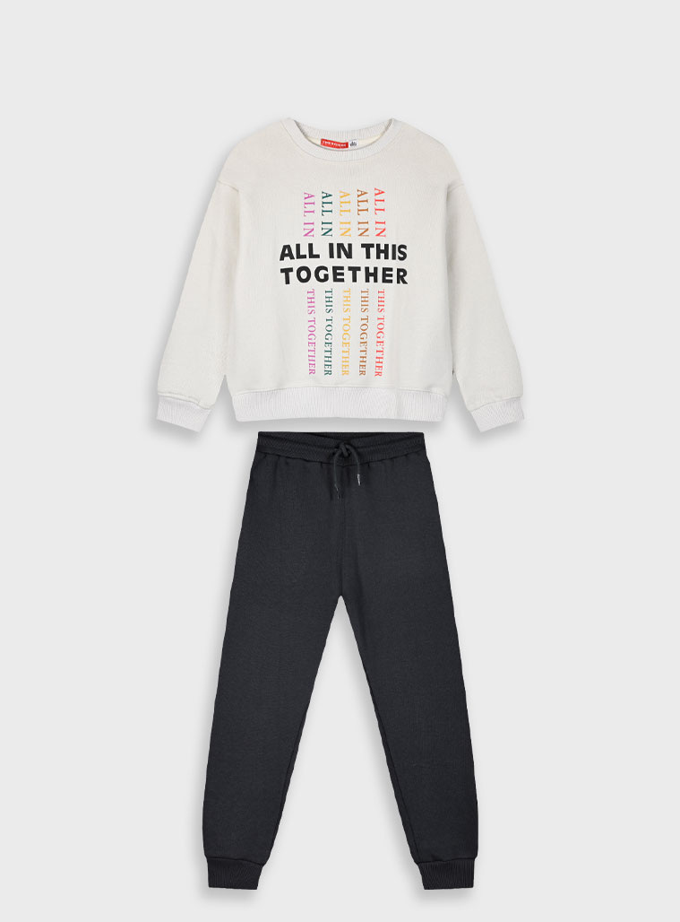 Σετ φούτερ φόρμας με τύπωμα για κορίτσι | ΜΑΥΡΟ