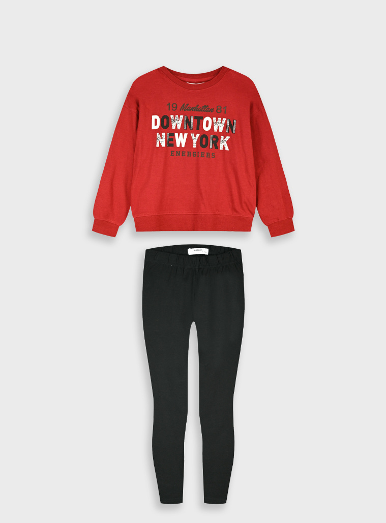 Set sweatshirt with leggings | Bordeaux