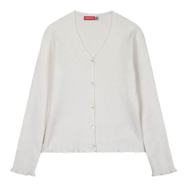 Girl΄s knit, ribbed cardigan | ECRU