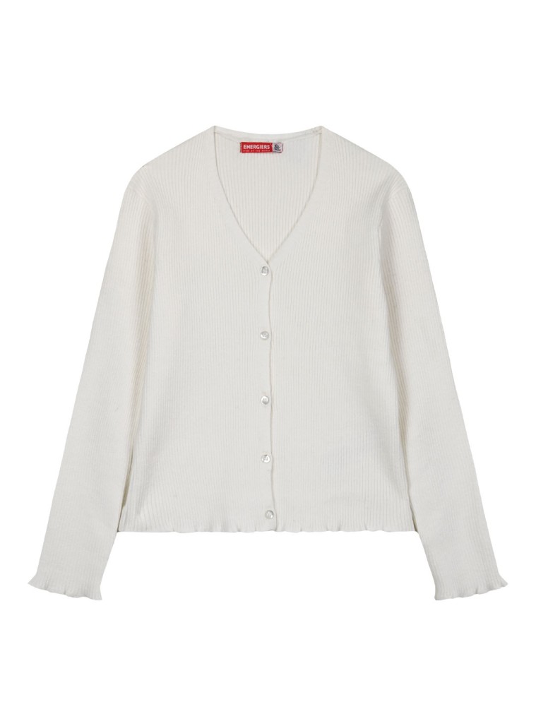 Girl΄s knit, ribbed cardigan | ECRU