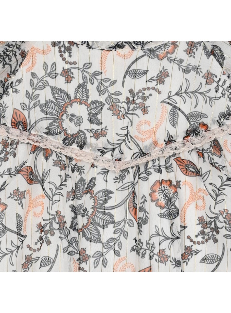 Girl΄s printed dress with details | ALL OVER PRINT