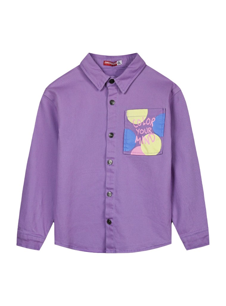 Παιδικό μπουφάν τύπου πουκάμισο με τύπωμα στην τσέπη για κορίτσι | ΛΙΛΑ