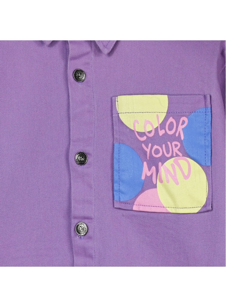 Παιδικό μπουφάν τύπου πουκάμισο με τύπωμα στην τσέπη για κορίτσι | ΛΙΛΑ