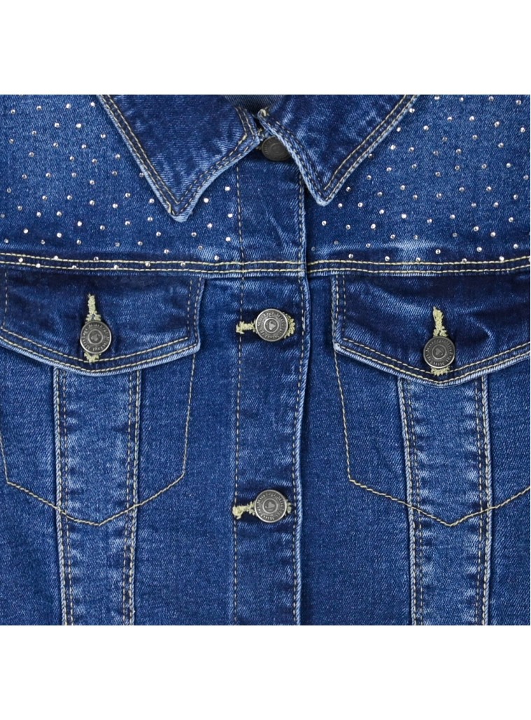 Παιδικό τζην μπουφάν με στρας για κορίτσι | ΜΠΛΕ ΤΖΗΝ