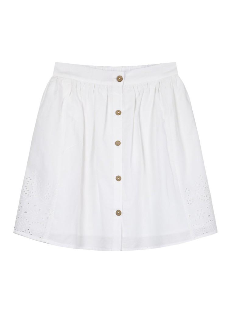 Παιδική φούστα μεσαίου μήκους με κέντημα για κορίτσι | ΛΕΥΚΟ