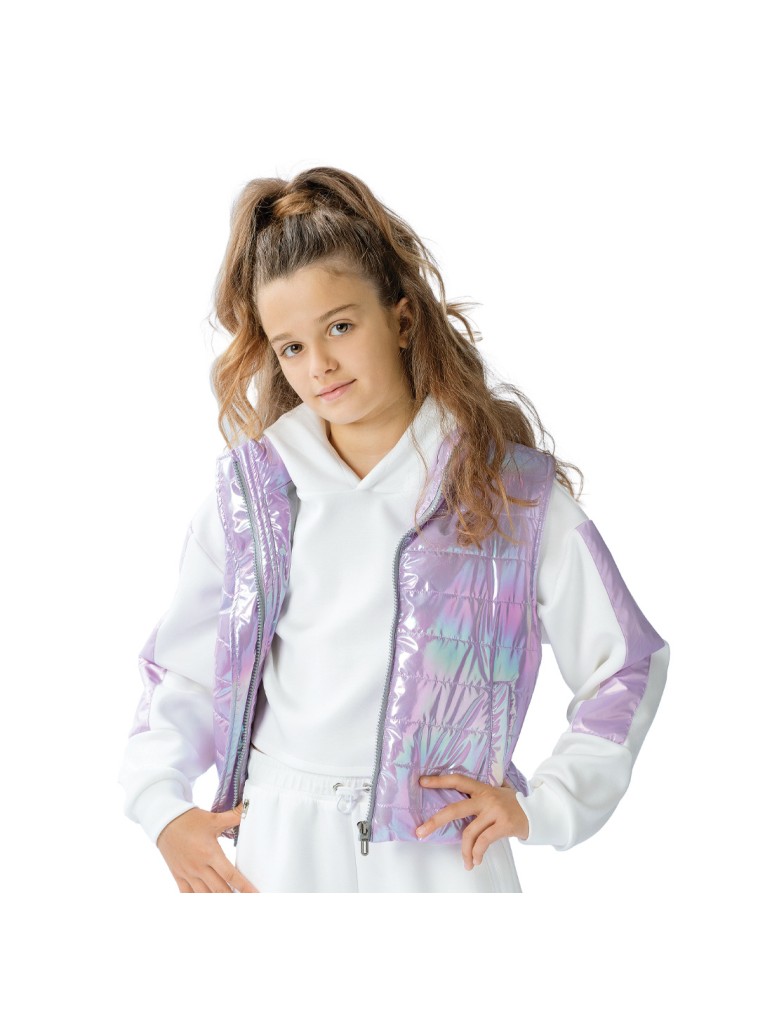 Παιδική μπλούζα μακρυμάνικη κροπ για κορίτσι | ΛΕΥΚΟ