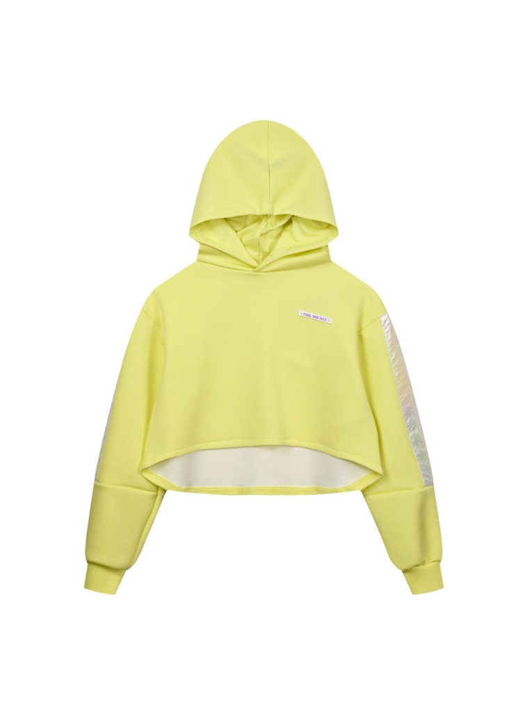 Παιδική μπλούζα μακρυμάνικη κροπ για κορίτσι | ΛΕΜΟΝΙ