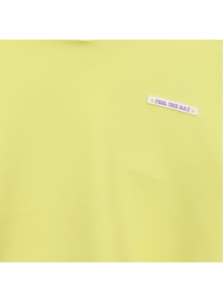 Παιδική μπλούζα μακρυμάνικη κροπ για κορίτσι | ΛΕΜΟΝΙ