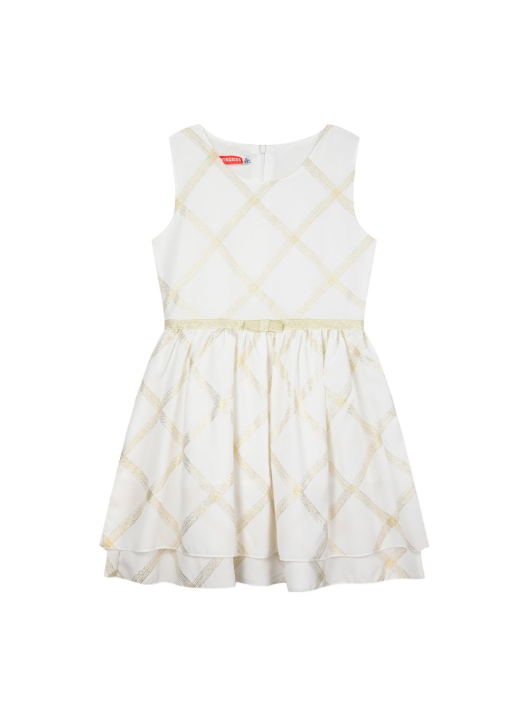Girl΄s sleeveless dress with gold details | ECRU