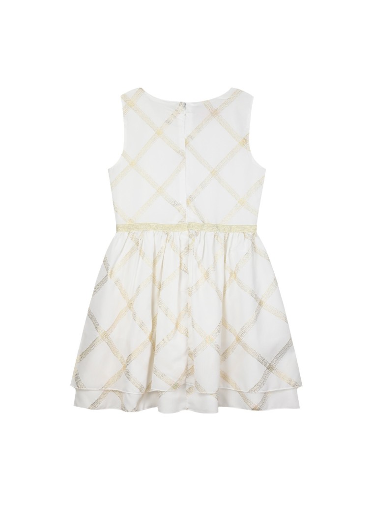Girl΄s sleeveless dress with gold details | ECRU