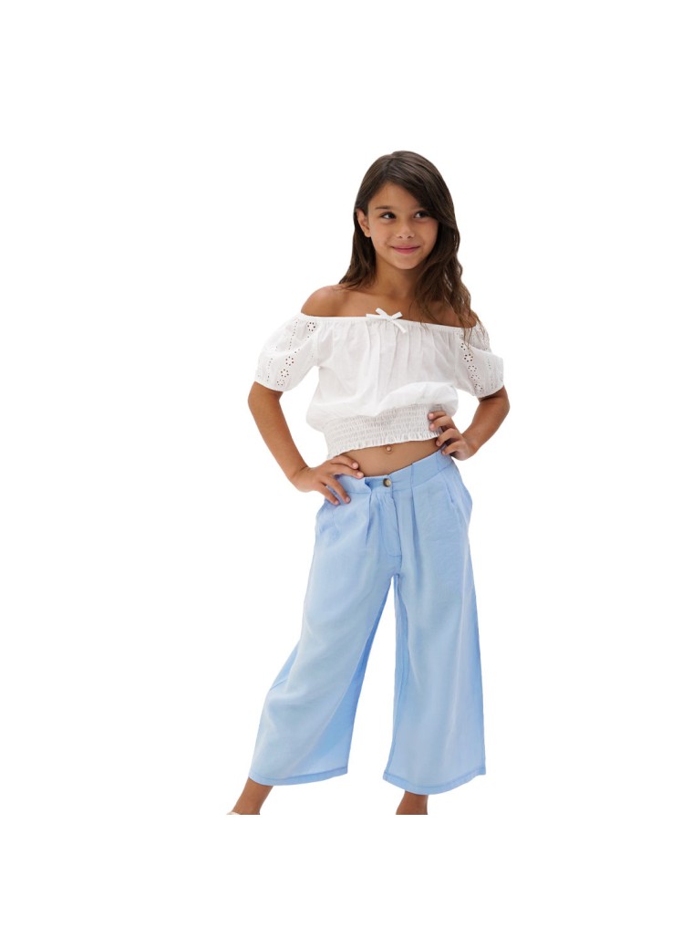 Παιδική παντελόνα με πιέτες στην μέση για κορίτσι | BLUE DREAM
