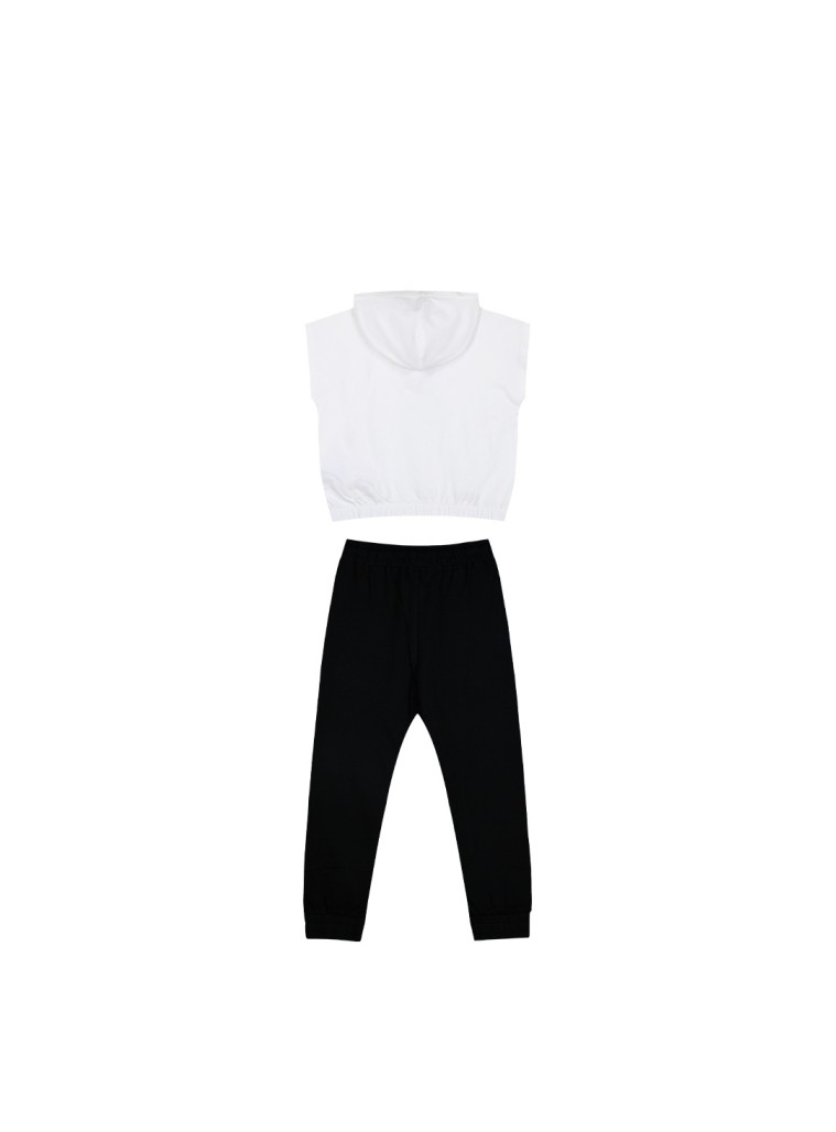 Παιδικό σετ 2 τεμάχια με κουκούλα και ανάγλυφο τύπωμα για κορίτσι | ΜΑΥΡΟ Παιδικό σετ 2 τεμάχια με κουκούλα και ανάγλυφο τύπωμα για κορίτσι | ΜΑΥΡΟ