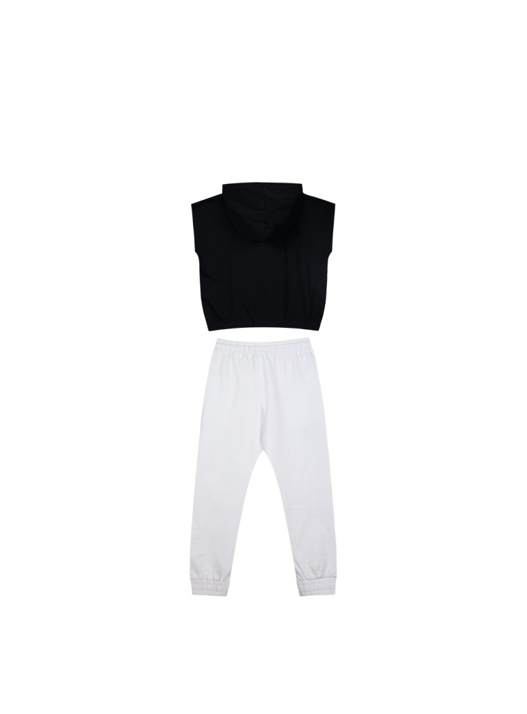 Παιδικό σετ 2 τεμάχια με κουκούλα και ανάγλυφο τύπωμα για κορίτσι | ΛΕΥΚΟ