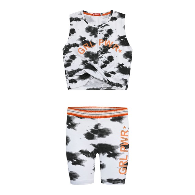 Girl΄s 2 piece tie dye set with print | BLACK