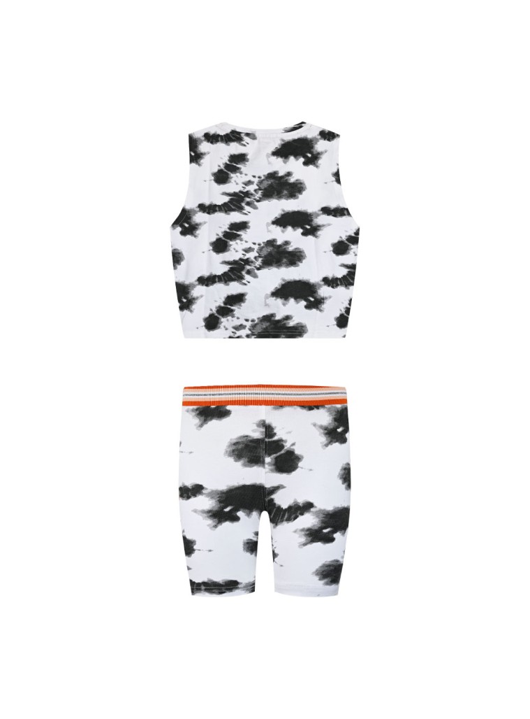 Girl΄s 2 piece tie dye set with print | BLACK