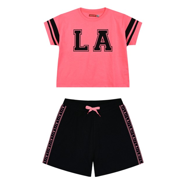 Girl΄s 2 piece set with prints | BRIGHT CORAL