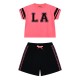 Girl΄s 2 piece set with prints | BRIGHT CORAL