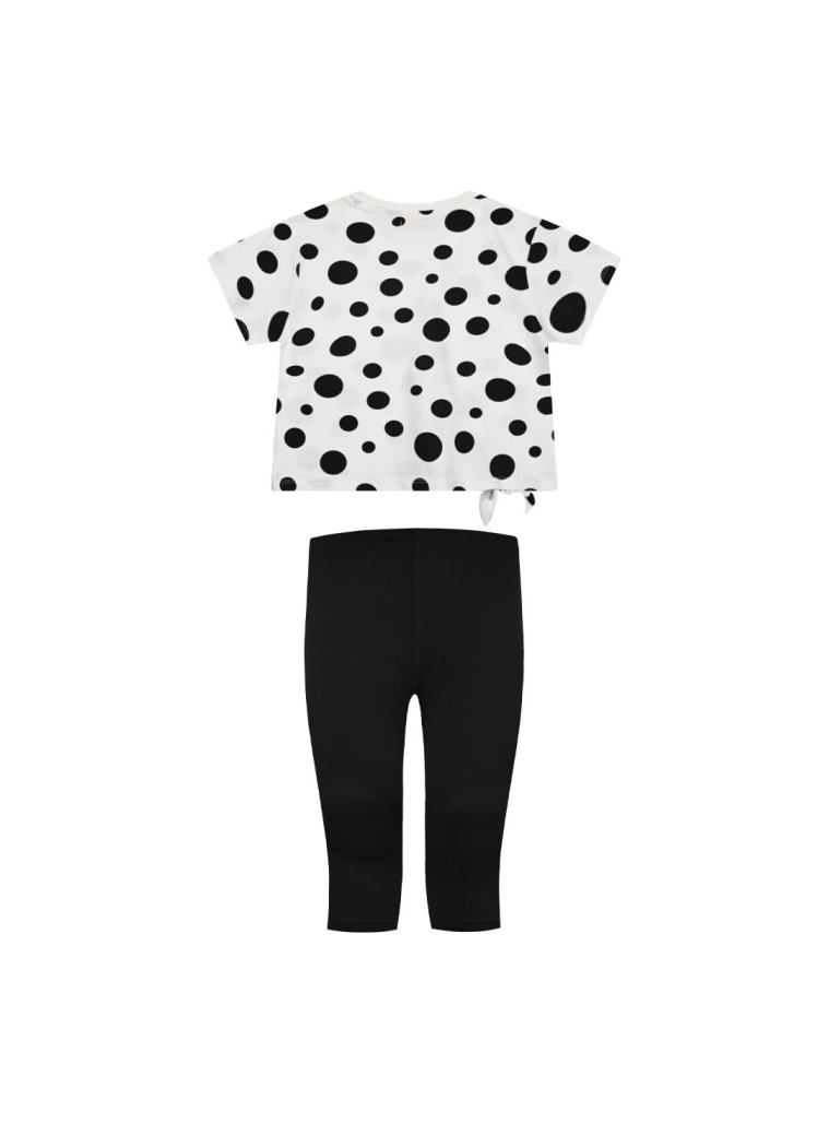 Girl΄s 2 piece polka dot set with print | BLACK