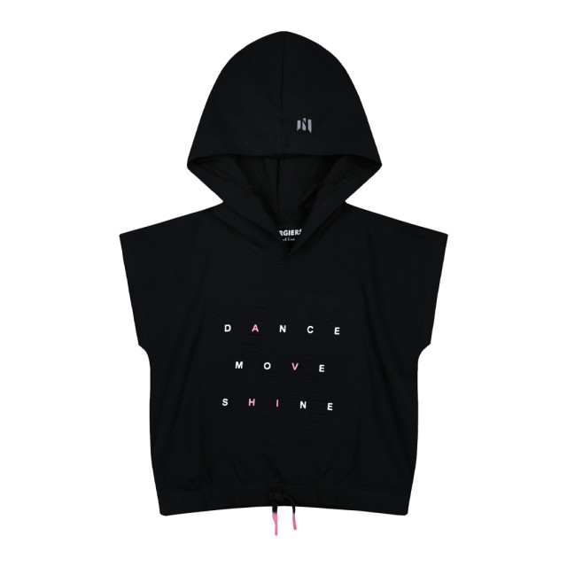Girl΄s crop top with embossed print | BLACK