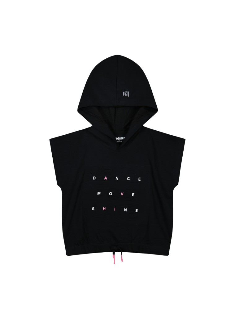 Girl΄s crop top with embossed print | BLACK