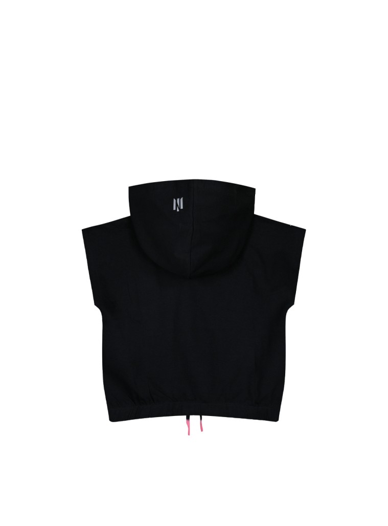 Girl΄s crop top with embossed print | BLACK