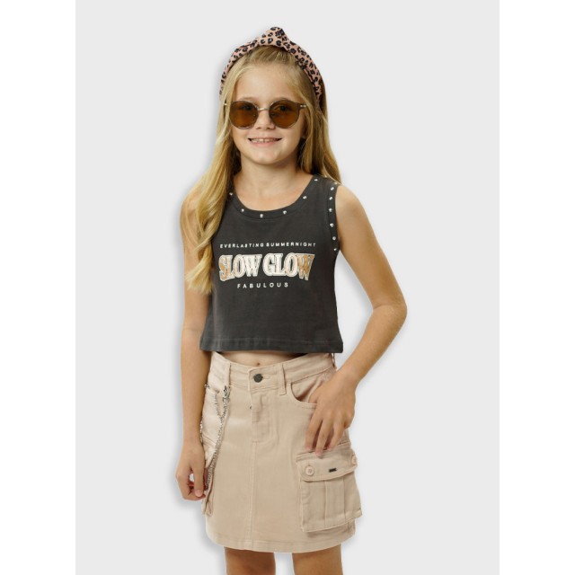Skirt with chain for girls | BEIGE