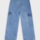 Cargo wide leg jeans for girls | BLUE DENIM