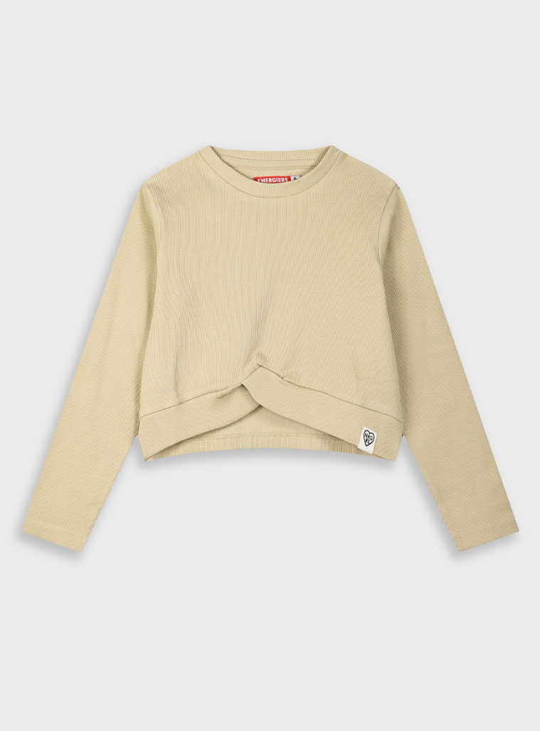 Rib shirt for girls | BEIGE
