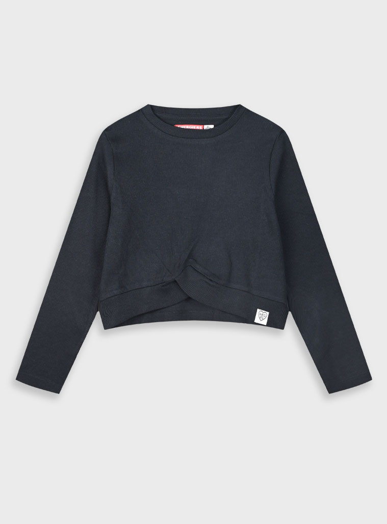 Rib shirt for girls | BLACK