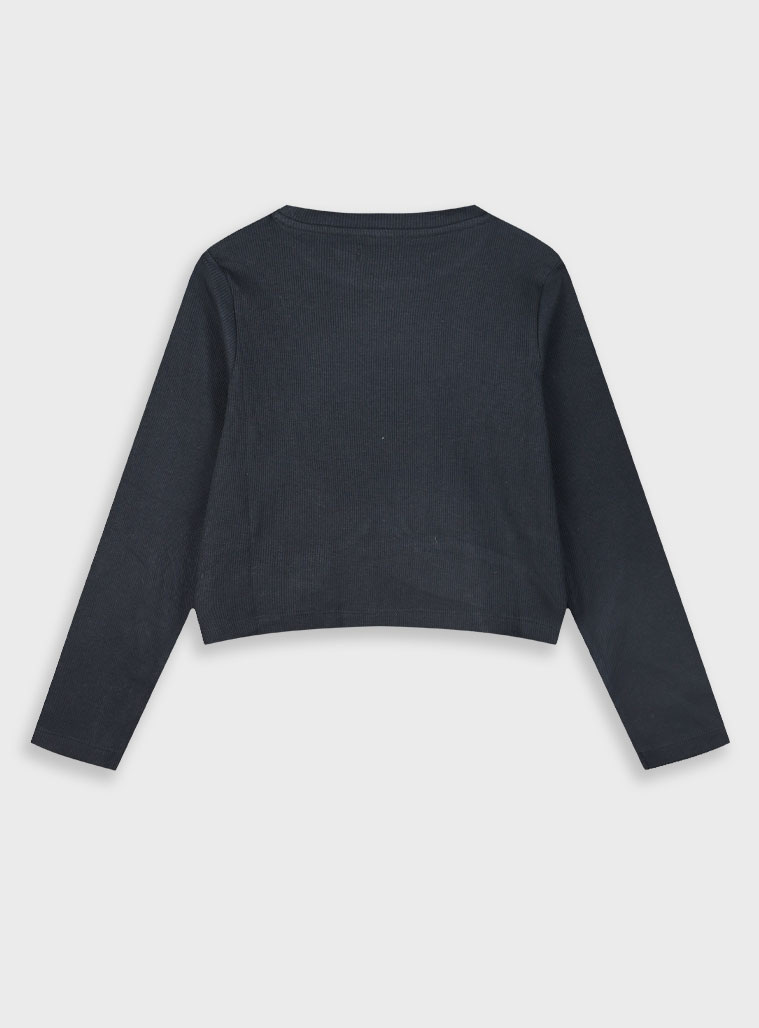 Rib shirt for girls | BLACK