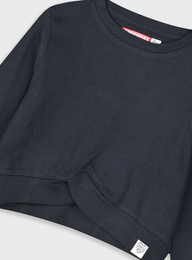 Rib shirt for girls | BLACK