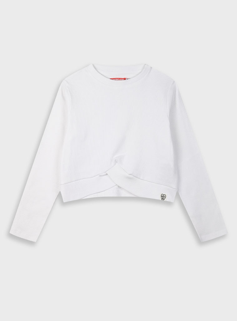 Rib shirt for girls | ECRU