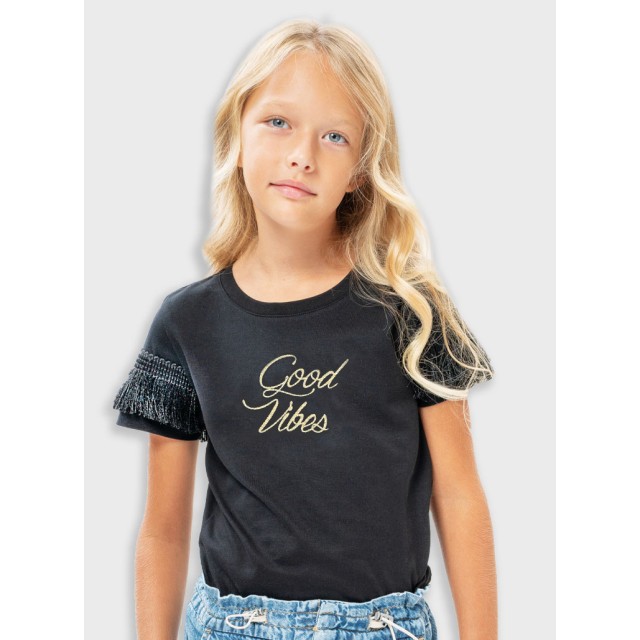 T-shirt with print for girls | BLACK