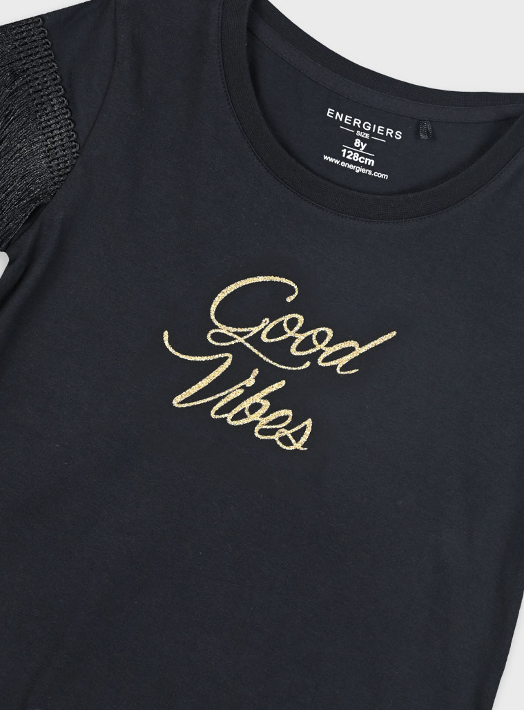 T-shirt with print for girls | BLACK