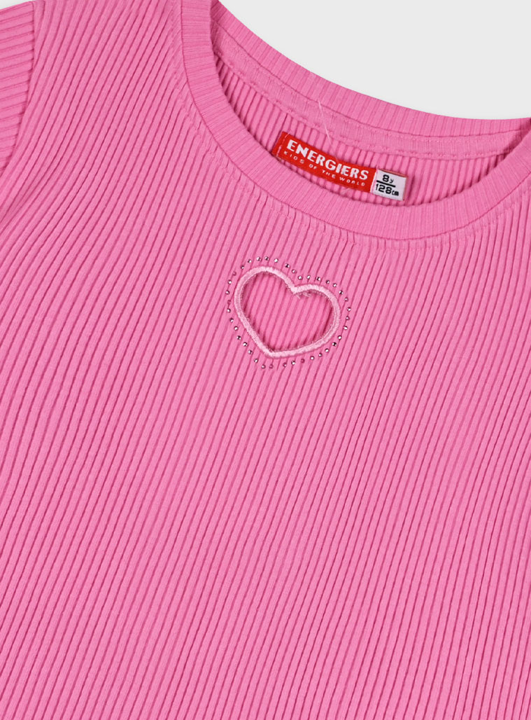 Rib t-shirt for girls | ROSE PETAL