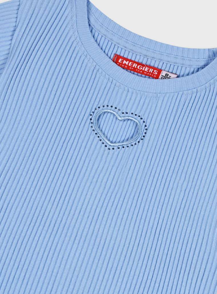 Rib t-shirt for girls | LIGHT BLUE