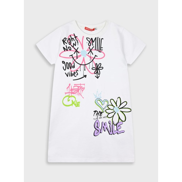 Dress with print for girls | WHITE