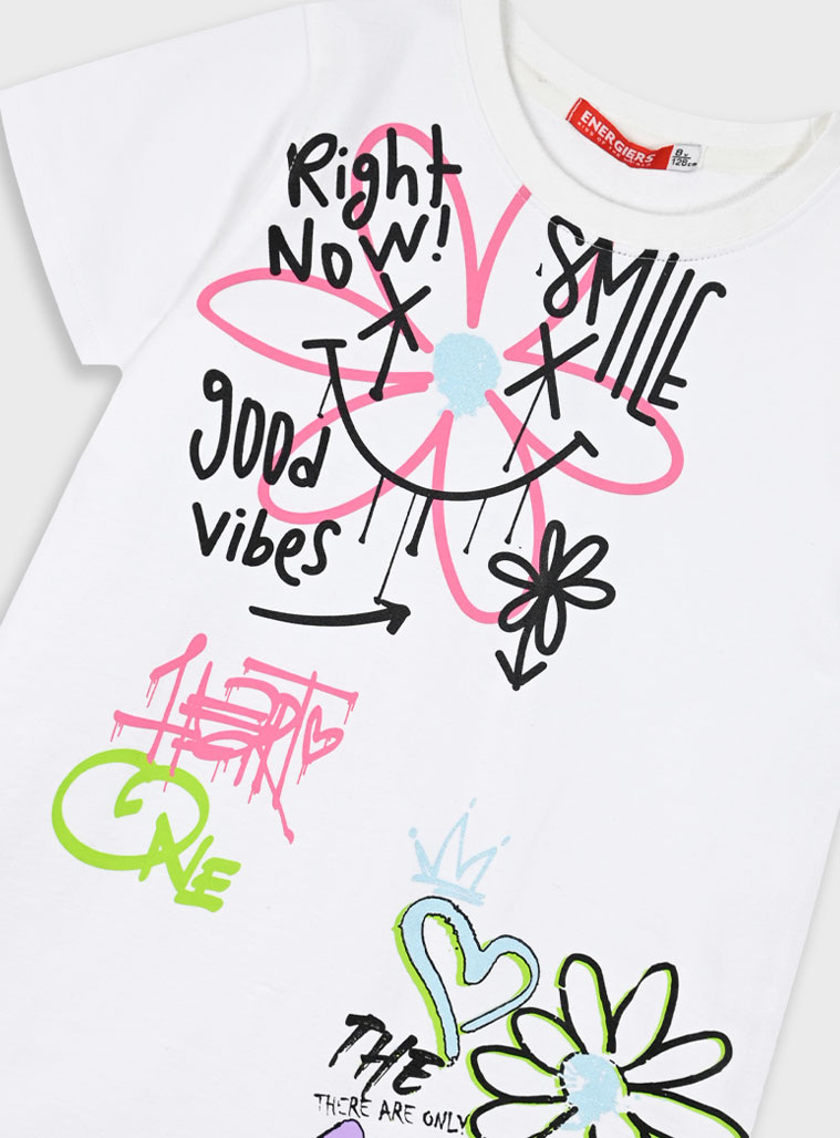 Dress with print for girls | WHITE