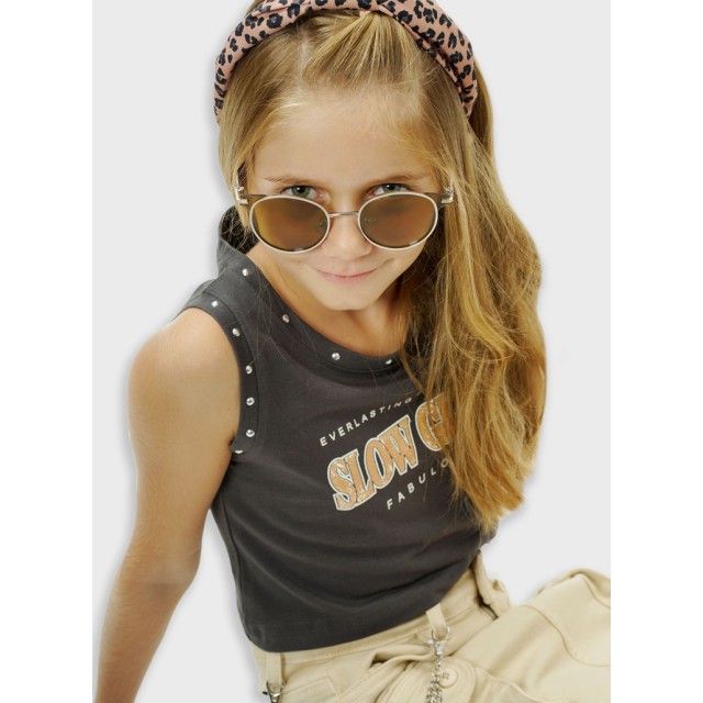 Tank top with print for girls | ANTHRACITE