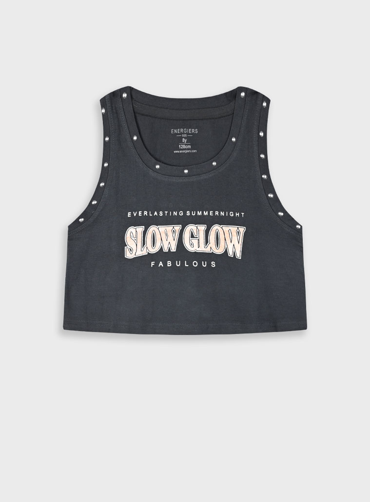 Tank top with print for girls | ANTHRACITE