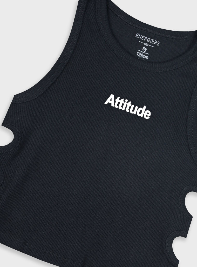 Tank top with print for girls | BLACK