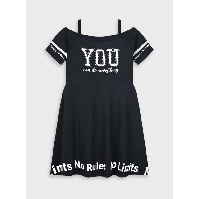 Φόρεμα με τύπωμα για κορίτσι | ΜΑΥΡΟ