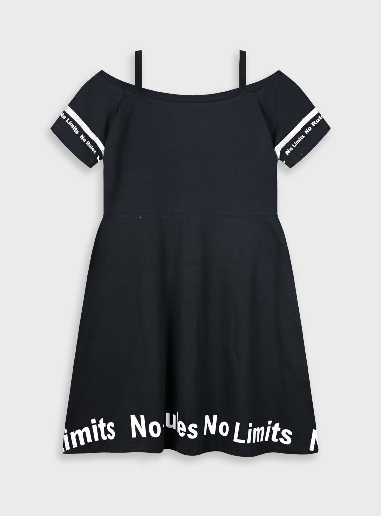 Φόρεμα με τύπωμα για κορίτσι | ΜΑΥΡΟ
