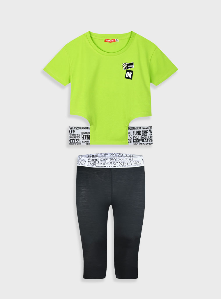 Set with print for girls | BLACK