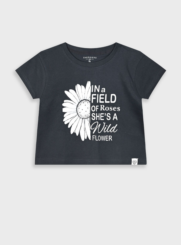 T-shirt with print for girls | BLACK