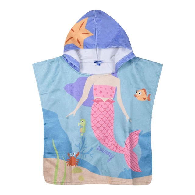 Girl΄s beach poncho towel with hood | SKY BLUE