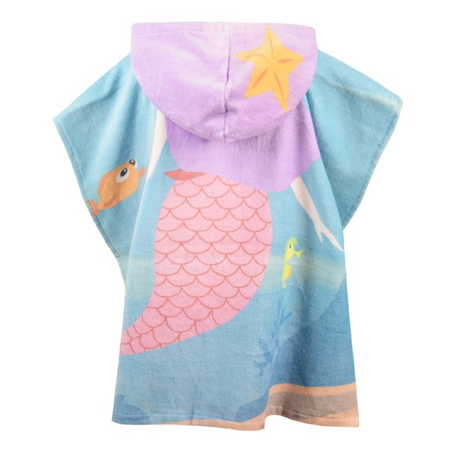 Girl΄s beach poncho towel with hood | AZUL CELESTE